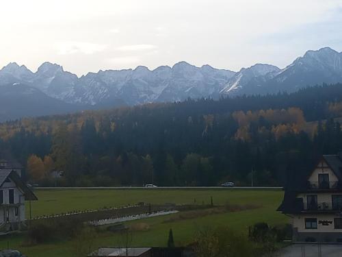 a view of a valley with mountains in the background at Siedem Światów Domek in Jurgów