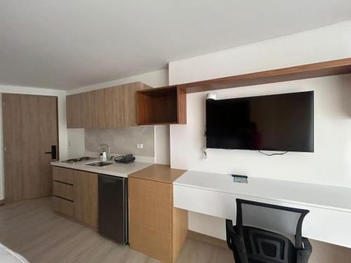 Kuchyň nebo kuchyňský kout v ubytování Estudio moderno en Usaquen,check in facil