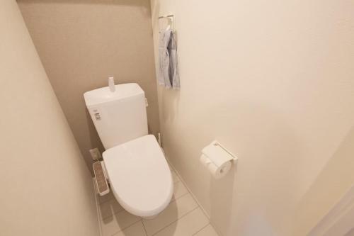 a bathroom with a toilet and a roll of toilet paper at オーブリオン恵比寿203 in Tokyo