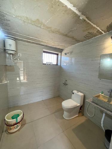 a bathroom with a toilet and a sink at Virasat homestay in Chanderi
