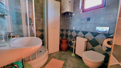 ein Badezimmer mit Waschbecken und Toilette in der Unterkunft Apartment in Balatonlelle 34439 in Balatonlelle