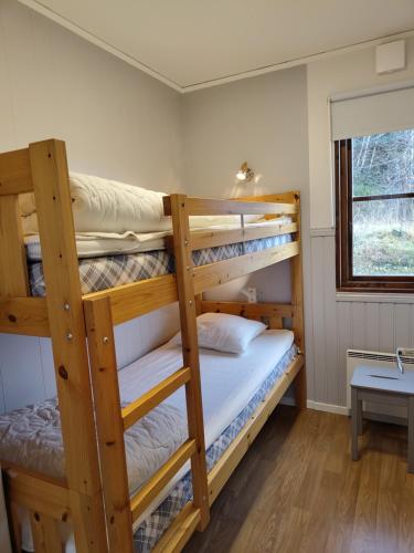 een slaapkamer met twee stapelbedden in een kamer bij Tärnaby Sportstugor in Tärnaby