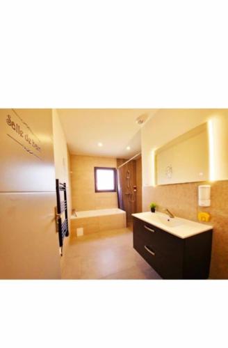 a bathroom with a sink and a counter top at Éclipse in Vénissieux
