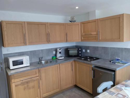 Kuchyň nebo kuchyňský kout v ubytování Appartement cosy avec jardin à Cayeux-sur-Mer 28 m²