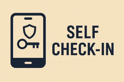 a cell phone with a self check in sign at Hotel U Rytíře in Mělník