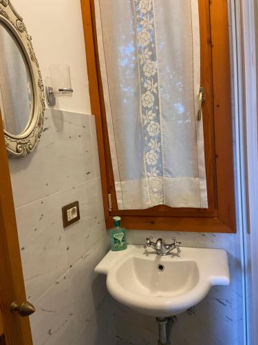 un baño con lavabo y espejo en Agriturismo Cavendo Tutus, en Roma