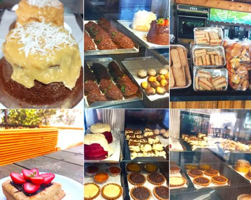 a collage of pictures of different pastries and cakes at Pousada Mar de vênus in Fernando de Noronha