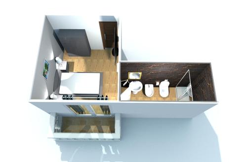 an overhead view of a small apartment with a room at Hermoso Housing Tortona in Tortona