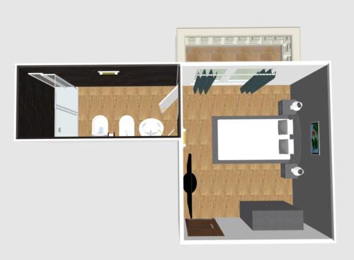 a floor plan of a small room with a door at Hermoso Housing Tortona in Tortona