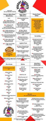 un menú para un restaurante de comida rápida con precios en Country Cascades Waterpark Resort, en Pigeon Forge