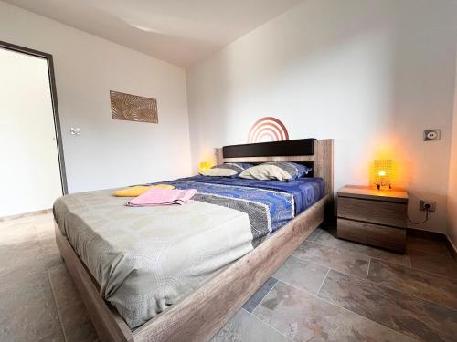 a bedroom with a large bed in a room at Maison neuve Jacuzzi et Piscine Haut de Gamme in Vallon-Pont-dʼArc
