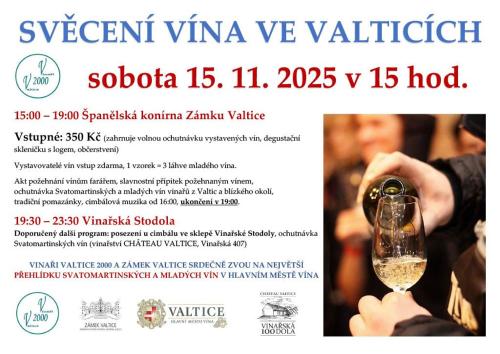 a flyer for a wine tasting with a person holding a glass at Hotel Garni Klaret in Valtice