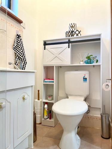 a bathroom with a white toilet in a room at Guest suite in Elizabeth North in Smithfield
