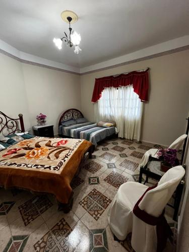 een slaapkamer met een bed, een bank en een stoel bij Brisas del Cadillar in Tarija