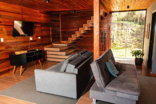 Posezení v ubytování Chalé Bela Vista Montanha Capivari