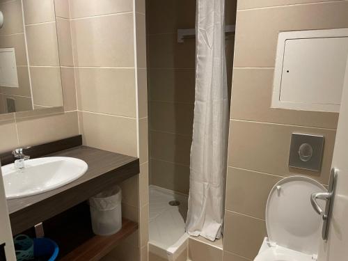 a bathroom with a toilet and a sink at Studio à Gourette avec piscine, 4 pers, animaux acceptés - FR-1-860-56 in Gourette