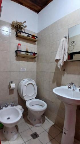 ティルカラにあるMonoambiente Tilcaraのトイレと洗面台のあるバスルーム