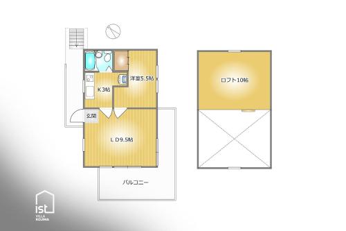 a drawing of a floor plan of a house at ist villa 03 Seaside Cabin Sleeps 5 in Bizen
