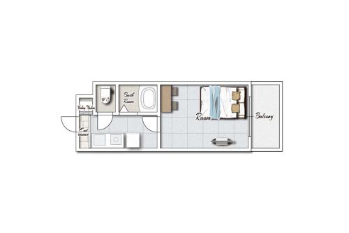 een plattegrond van een klein appartement bij Portside Avenue in Fukuoka