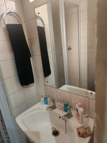a bathroom with a sink and a mirror at Anique's Self Catering in Beaufort West