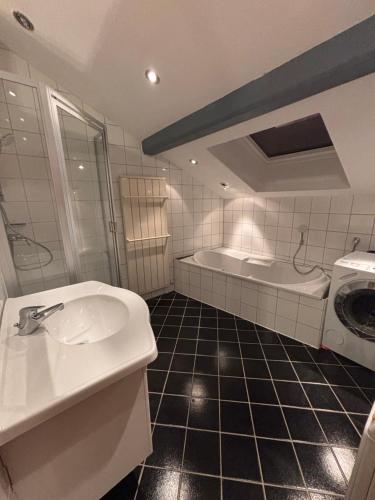 Ένα μπάνιο στο Ferienwohnung Vögel