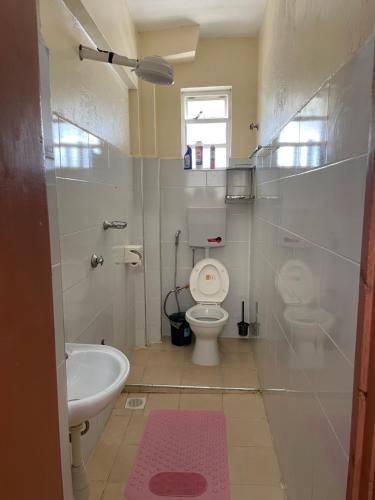 une salle de bains avec toilettes et lavabo dans l'établissement Comfy one bedroom Eldoret town, à Eldoret