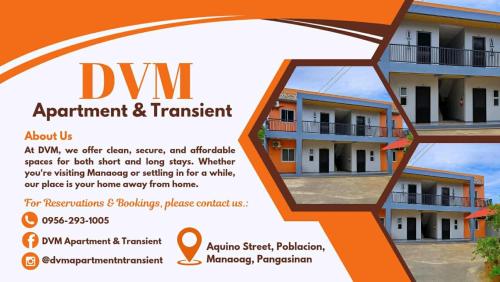 Un folleto para apartamentos de alquiler temporal en DVM Apartment & Transient, en Manaoag