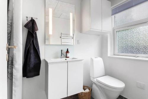 a white bathroom with a toilet and a sink at LF16121-Farso-Bjarkesvej-11 in Farsø