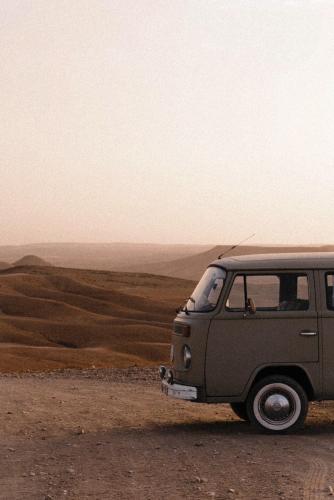 a van parked on the side of a dirt road at Amazigh van Agafay in Oumnas