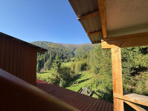 desde el balcón de una casa con montañas en el fondo en Домик в горах, en Bukovets