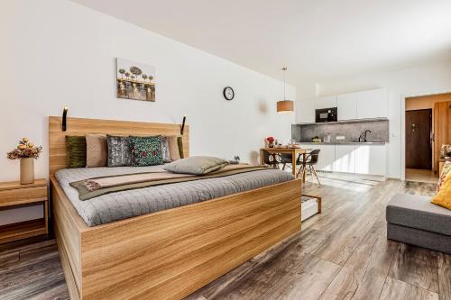 Ένα ή περισσότερα κρεβάτια σε δωμάτιο στο Výhledna Lipno Korzo