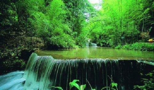 a waterfall in the middle of a river with trees at Apartamentos de Salvadora I in El Bosque