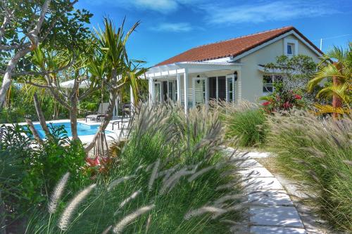 ein Haus mit einem Pool und Pflanzen in der Unterkunft Esencia Cottage in Providenciales