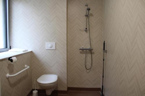 un baño con ducha y WC en Espace Gerbier, en Sainte-Eulalie