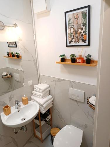 ノインキルヒェンにあるFamily Apartment Neunkirchen 2の洗面台とトイレ付きのバスルーム