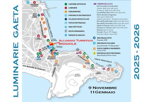 een kaart van de bezienswaardigheden van alosocrates historique bij Alloggio Turistico RIGGIOLE in Gaeta