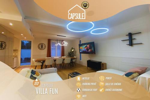 Capsule Villa Fun cinéma Foot Poker Console jeux de jardin
