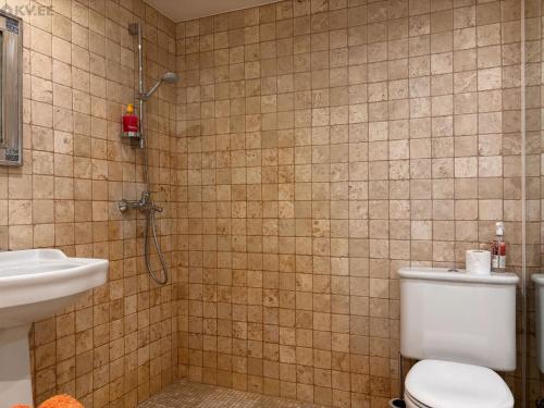 派尔努Free Parking l Everything nearby的带淋浴、马桶和水槽的浴室