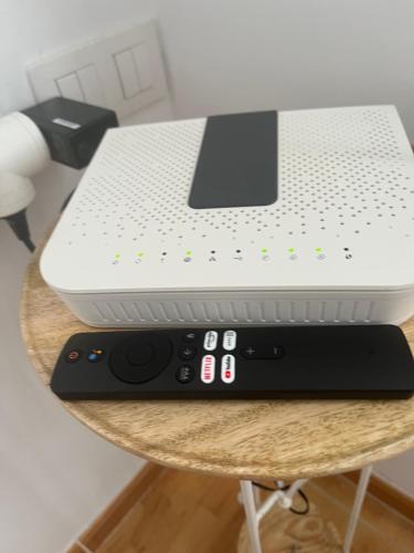 a laptop computer sitting on top of a table at Studio La Caleta De Interian Garachico in Caleta de Interián