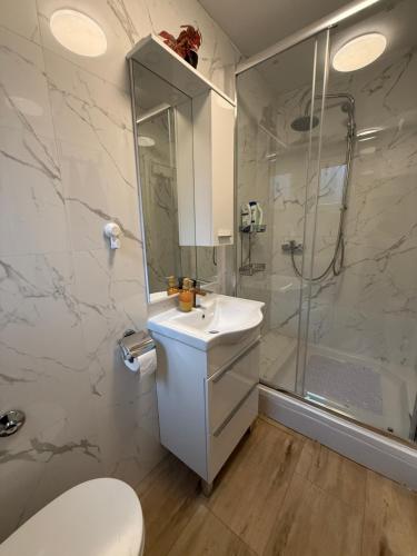 Koupelna v ubytování Kuća za odmor Mirai