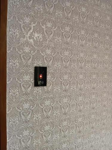 Un interruptor en una pared con papel pintado en KONAK kod ODISEJE 2, en Moševići