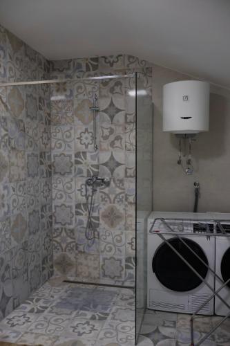 a bathroom with a shower and a sink at Apartmani Ana in Čapljina