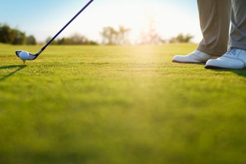 a person is playing golf on a field at Country Inn & Suites by Radisson, BWI Airport Baltimore , MD in Linthicum Heights