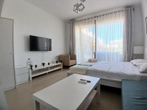 Μια τηλεόραση ή/και κέντρο ψυχαγωγίας στο Hotel Apartment in G cribs