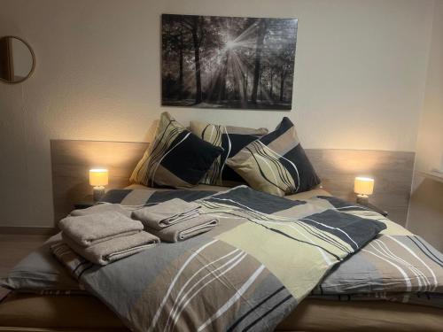 Postel nebo postele na pokoji v ubytování Pension am Görlitzbach