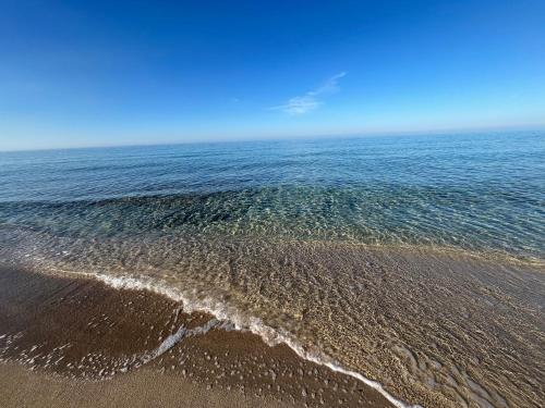 an aerial view of the beach with the water at House beach in San Pietro in Bevagna