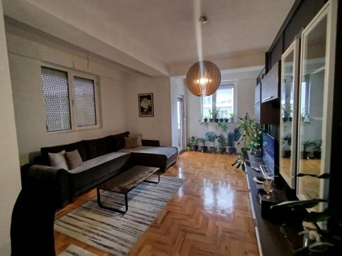 ein Wohnzimmer mit Sofa und Tisch in der Unterkunft Apartment Angeleski in Bitola