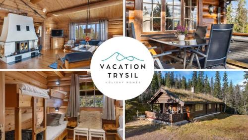 a collage of pictures of a log cabin at Trysilfjell 440 by Vacation Trysil in Hovi