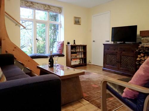 ein Wohnzimmer mit Sofa und Fernseher in der Unterkunft Heale Cottage - 28087 in Littleham