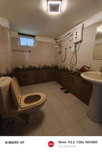 a bathroom with a toilet and a sink at Malsha Bunglow in Nuwara Eliya